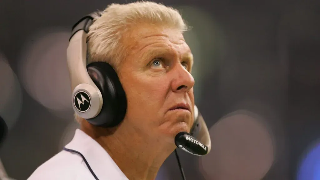 Head Coach Bill Parcells of the Dallas Cowboys looks on against the Kansas City Chiefs during the preseason NFL game.