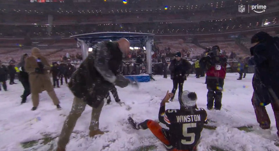 A snowball fight broke out after the match