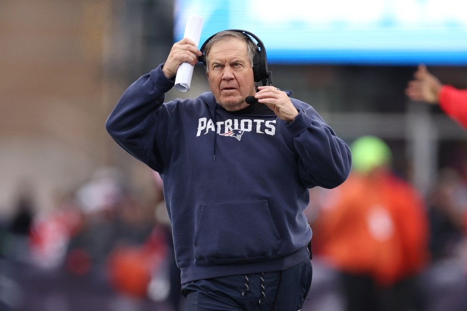 Bill Belichick, head coach of the New England Patriots, on the sidelines.