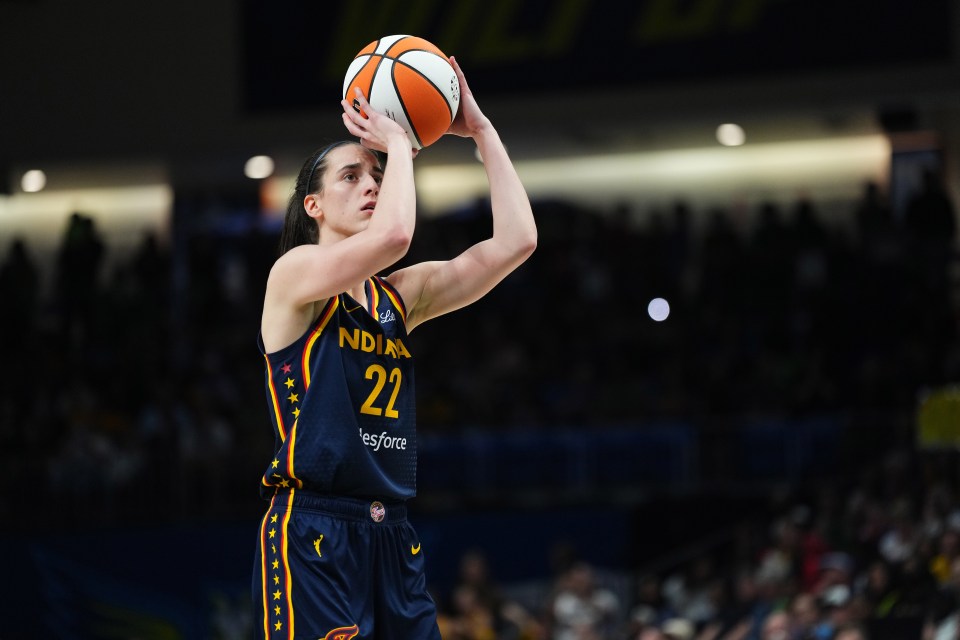 Caitlin Clark #22 of the Indiana Fever shooting a free throw.