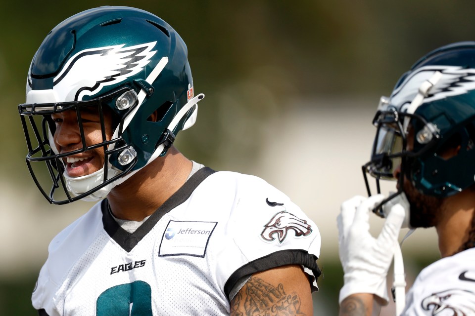 Philadelphia Eagles player Nolan Smith Jr. at practice.